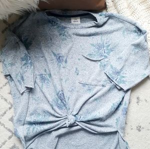 Crew Neck Floral High Low Hem Top